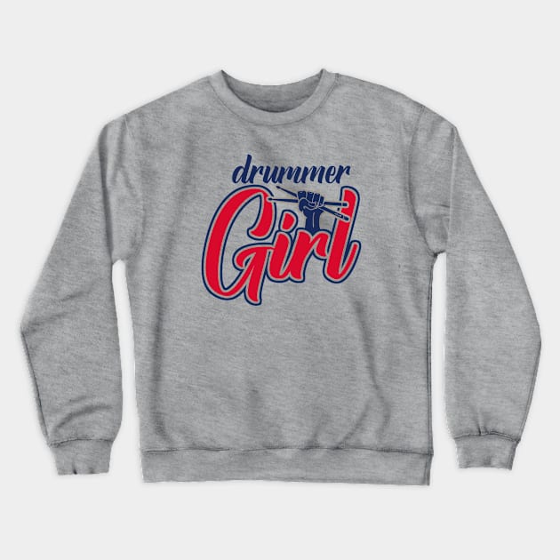 Drummer Girl Retro Crewneck Sweatshirt by Issho Ni